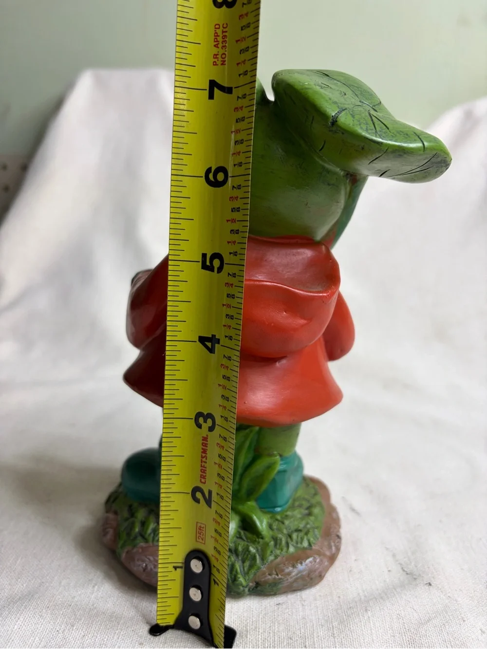 Green Frog Figurine in Red Coat Decorative Reptile Accent
